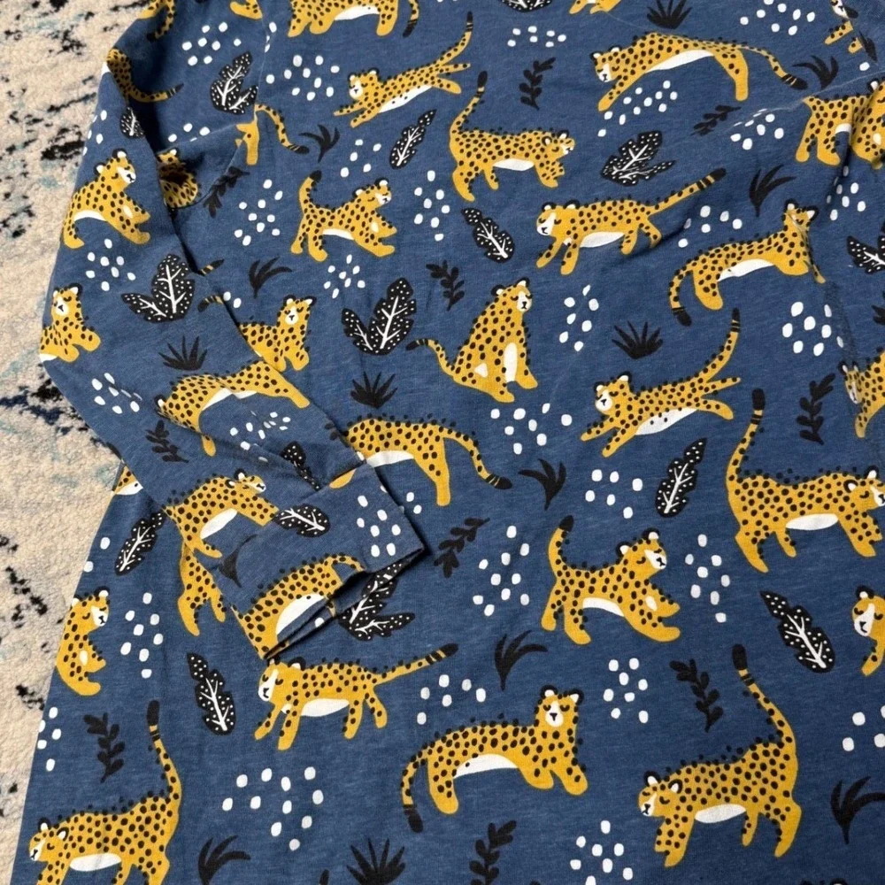 Winter Water Factory Blue Leopard Organic Cotton Dress Women's Small Made USA - Picture 3 of 6